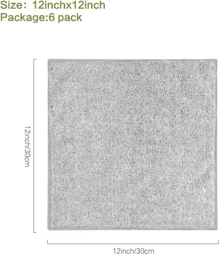 SINLAND Microfiber Face Towels Ultra Soft Facial Washcloths Face Cloth for Bath 12Inch x 12Inch 6 Pack Grey