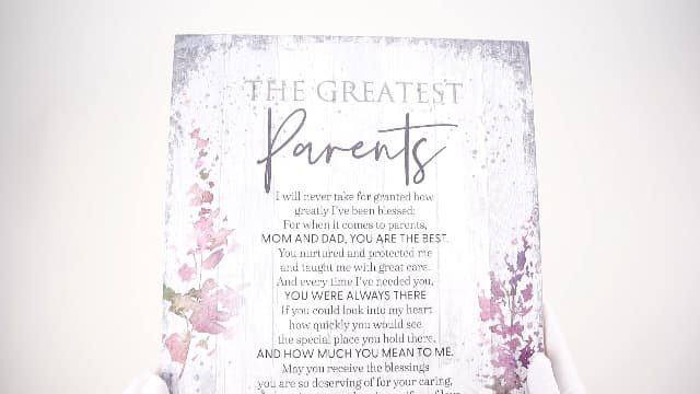 DEXSA Greatest Parents Wood Plaque - Made in the USA - 11.75 in x 15 in - Classy Vertical Frame Wall Hanging Decoration | Mom & Dad, you are the Best | Christian Family Religious Home Decor Saying