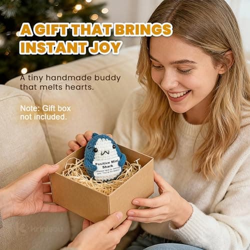 Cute Encouragement Gift for Coworker or Friend Women Men with Support Message Positive Animals Crochet Shark Gift – Mini Emotional Shark Plush B0D2J3GPLD