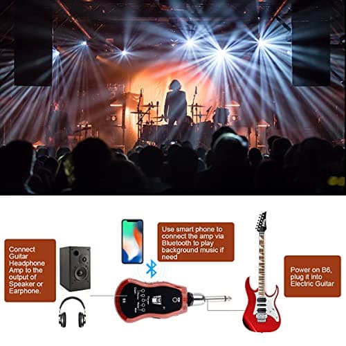 Kithouse B6 Guitar Headphone Amp Mini Plug Guitar Amplifier Bluetooth Rechargeable For Electric Travel Pocket Guitar With Reverb/Chorus/Flanger/Overdrive/Wow Wah 5 Effects(Mahogany Color)