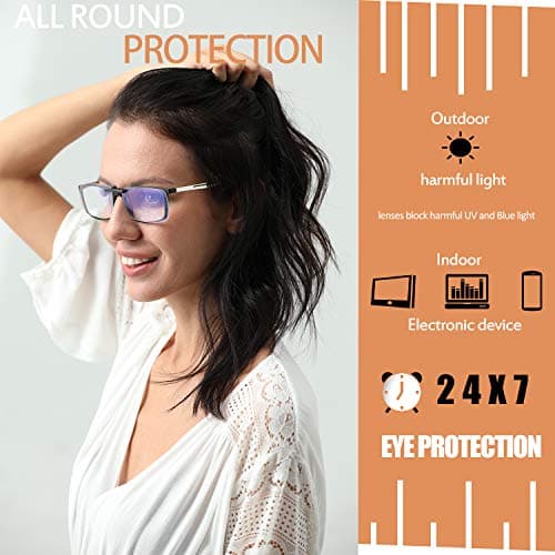 FONHCOO Clip-on Blue Light Blocking Glasses Night Driving Sunglasses 2 Pack Lens over Prescription Glasses for Women Men (2 Pack Transparent Blue Light Blocking Lens)