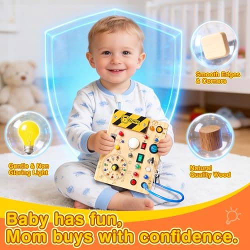 Grarain Busy Board for Toddlers - Montessori Educational Toy for 1-3 Year Old Boys & Girls | Travel-Friendly Sensory Learning Activity | Ideal for Kids with Autism(Busy Board v2) B0D2ZD6J2W