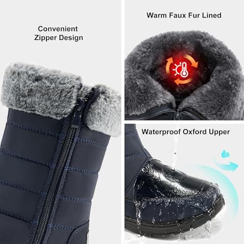 Decould sylf Snow Boots for Women Mid Calf 2026: Winter Warm Fur Lined Shoes Comfortable Waterproof with Zipper for Outdoor Walking
