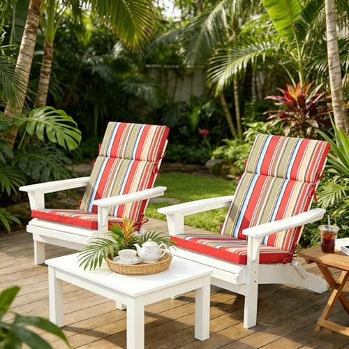 Enipate 2 Pack Outdoor High Back Chair Cushion, Weather Resistant Adirondack Rocking Chair Cushions, Patio Chair Seat Cushions