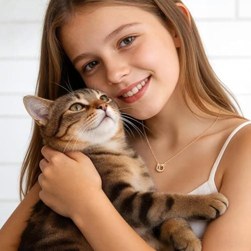 Gift Box Packaging, 14k-Gold-Plated, Cat Themed Gifts for Cat Lovers, Kids Jewelry for Girls, Birthday Gifts for Girl Kids MONOOC Cat Gifts for Girls - Tiny Cat Initial Necklace for Teen Girls Kid B0GCYVBZVP