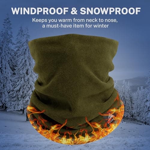 GXCROR Winter Neck Warmer, Reversible Fleece Gaiter Scarf, Windproof Face Mask for Men & Women