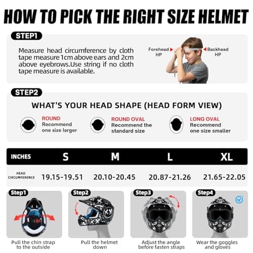 TRIANGLE Youth Kids Dirt Bike Helmet Full Face Motocross Helmet with Goggle & Gloves DOT/FMVSS-218 Approved Motorcycle Helmet