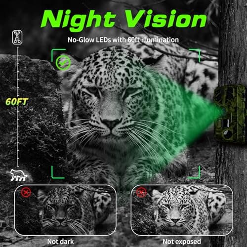 Trail Camera 4K, WiFi Game Camera, 120°Wide Angle, Night Vision Cameras, 32GB TF Card, IP66 Waterproof, Deer Scouting or Home Security, 0.2s Trigger Motion Activated for Wildlife