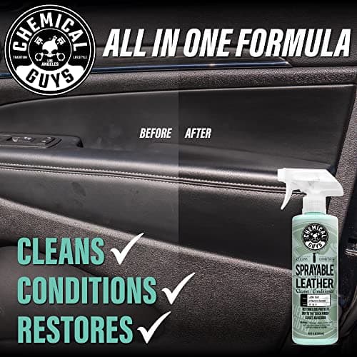 Chemical Guys Sprayable Leather Cleaner and Conditioner in One - Cleans, Conditions, and Protects Leather, Vinyl, Faux & More, Safe for Cars, Furniture & Apparel - 16 oz