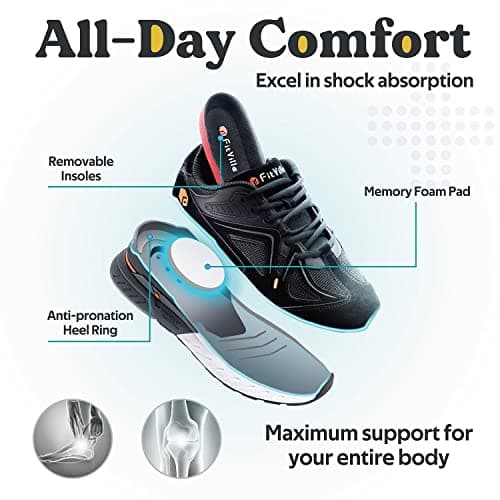 FitVille Extra Wide Walking Shoes for Men Wide Width Sneakers for Flat Feet Heel Pain Relief - Rebound Core