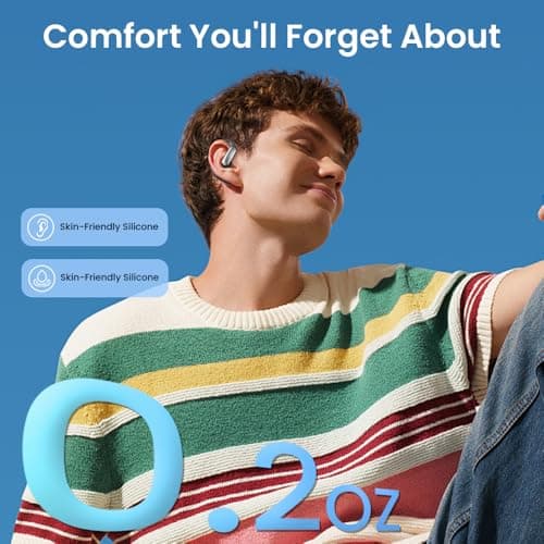 Piluyaa Open Ear Earbuds Bluetooth AI Ear Buds 60Hrs Playtime Wireless Over Headphones with Earhooks IPX7 Waterproof Touch Control Air Conduction Sport Headsets Earphones for Workout Running Black