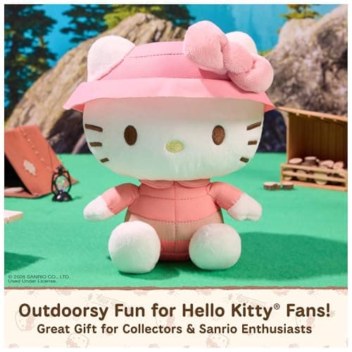 Promotes Exciting Character Roleplay, Early Sensory Discovery, and Creative Pop Culture Storytelling; Soft, Collectible Plush GUND Sanrio Hello Kitty 6-Inch Plush Toy with Camping Outfit for Ages 1+ B0FKTPX44P