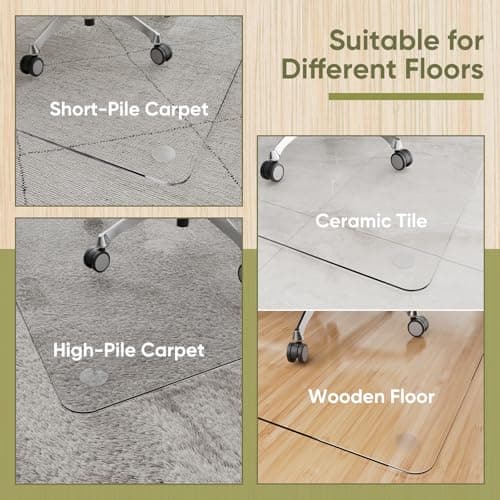Office Chair Mat for Carpet & Hardwood, Upgraded 36" x 48" Dual Use Tempered Glass Chair Mat for Chair and Footrest Under Desk