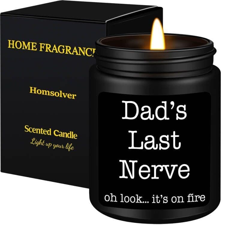 Homsolver Dad Gifts from Daughter Son, Gift for Dad Who Wants Nothing, Birthday Fathers Day Christmas for Stepdad Adoptive Father, Dad's Last Nerve Sandalwood Scented Candle