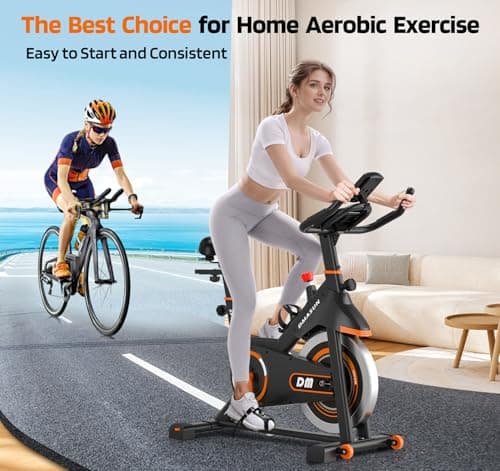 DMASUN Exercise Bike, Silent Magnetic Resistance Stationary Bike for Home with 330 LBS Capacity, Pedals with Anti-loosening Nuts, Indoor Bike with Comfortable Seat Cushion, Digital Display