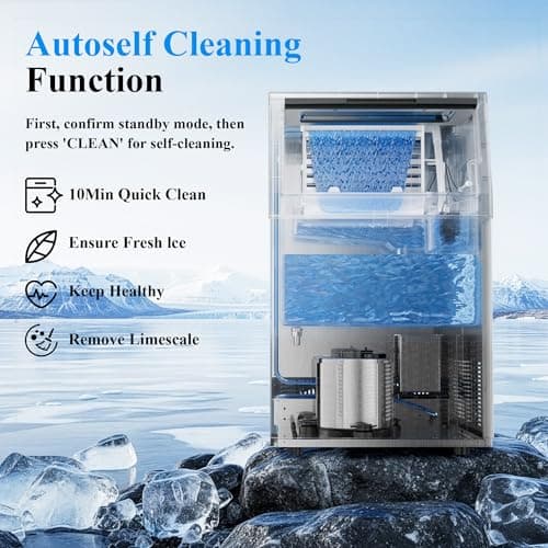 Commercial Ice Maker,200 lbs/24H,96 Cubes in 14 Mins,Stainless Steel Ice Machine with 33 lbs Storage Capacity,Water Filter,Self-Cleaning,Under Counter/Freestanding Ice Maker for Restaurant,Cafe,Home