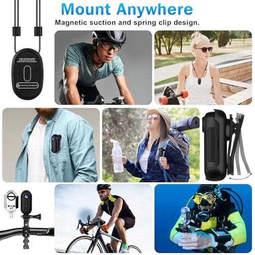 i3 4K Thumb Action Camera, Tiny Size, Mount Anywhere, Small Body Camera with Spring Clip, Portable Vlogging, Hands-Free POV Recording, Helmet Cam for Cycling, Motorcycle (64G-Card, Black)