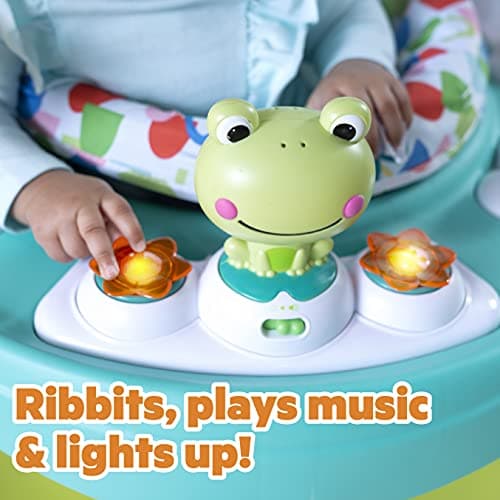 Bright Starts Bounce Bounce Baby 2-in-1 Activity Center Jumper & Table - Playful Pond (Green), 6 Months+