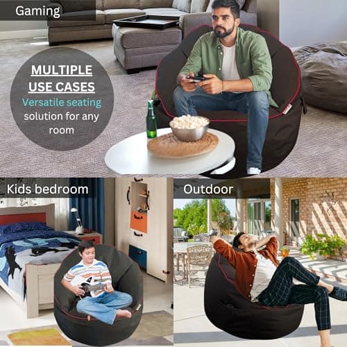 Gaming Bean Bag Chair - for Adults and Teens - (Black/Red (Cover ONLY), 3 ft (Black/Red (Cover ONLY - Beans Sold Separately), 3 ft (Cover Only))