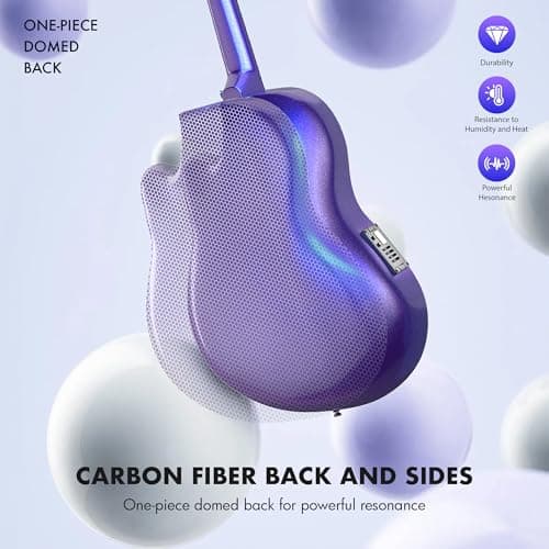 CAHAYA Acoustic Electric Guitar Kit - 41” Carbon Fiber Adult Beginner Set with Bag and Strap Built-In Pickup Rich Resonance & Warm Tone for Performance Ready, Pearl Blue-Purple Finish