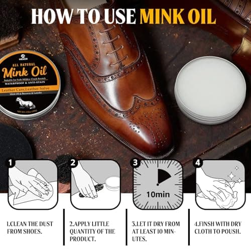 MEKER Mink Oil for Leather Boots, Leather Conditioner and Cleaner 3.52 oz-All-Natural Waterproof Soften and Restore Shoes