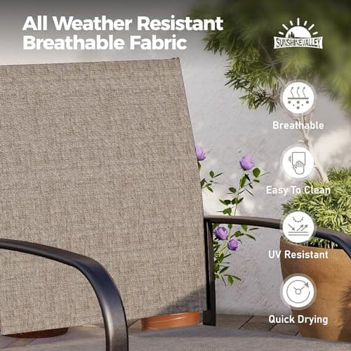 SUNSHINE VALLEY 7 Piece Patio Dining Set for 6, Rectangular Metal Table with Umbrella Hole, 6 Brown Dining Chairs, Outdoor Table and Chairs Set for Lawn Backyard and Deck