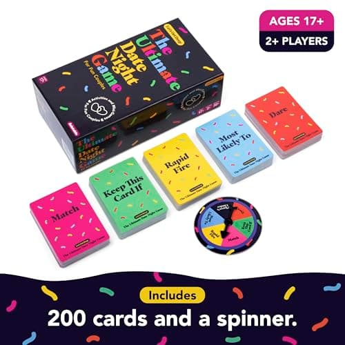The Ultimate Date Night Game by Relatable, Great for Couples Games and Stay at Home Date Night Ideas, From The Makers of Let's Get Deep Relationship Card Game, Includes 300 Cards & Spinner
