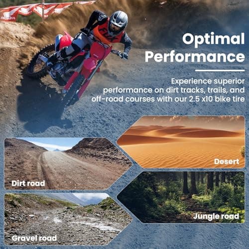 2.50-10 Dirt Bike Tire, 2.5-10" Off-Road Tire and Inner Tube for Dirt Bike with 10" Rim Compatible with Honda CRF50/XR50, Suzuki DRZ70/JR50 and Yamaha PW50