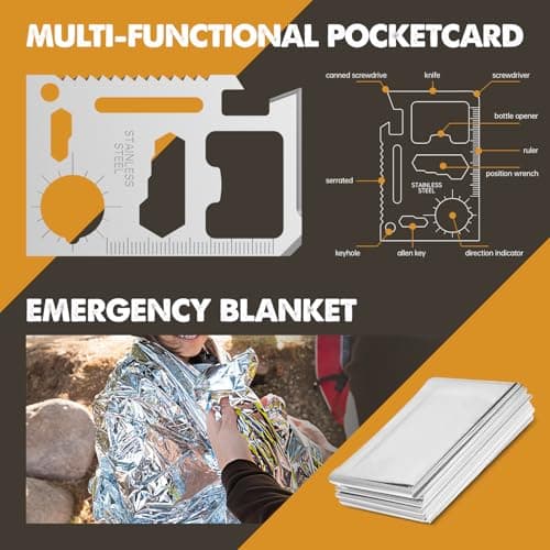 Gifts for Men Him Dad, Survival Kit and Equipment 25 Pcs, Valentines Gifts for him, Christmas Stocking Stuffers,Camping Essentials, Survival Gear, Cool Gadgets for Men