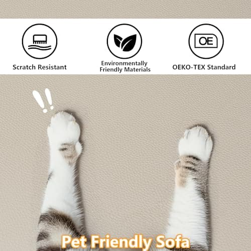 EASE MOOSE Oversized Modular Sectional Sofa,Leather Sectional Couch with Deep Seat,Extra Large U Shaped Couch,Faux Leather Material Sofa Modern Comfy Scratch Resistant,Beige