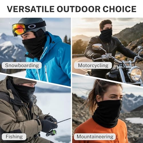 GXCROR Winter Neck Warmer, Reversible Fleece Gaiter Scarf, Windproof Face Mask for Men & Women