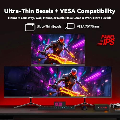 Gawfolk 27 Inch Gaming Monitor IPS 120Hz, QHD 2560 * 1440p PC Monitors, Computer Screen for Home & Office, Support HDMI & DP, Wall Mount Compatible 75 * 75mm, Black