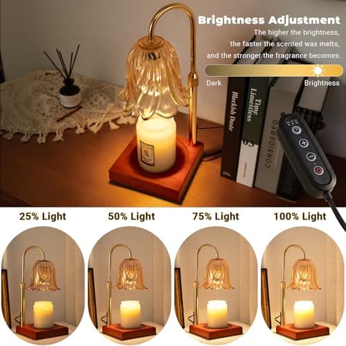 Candle Warmer Lamp with Timer Dimmable, Birthday Gifts for Women Mom, House Warming Gifts New Home Decor, Wax Melt Warmer for Jar Candles with 2 Bulbs