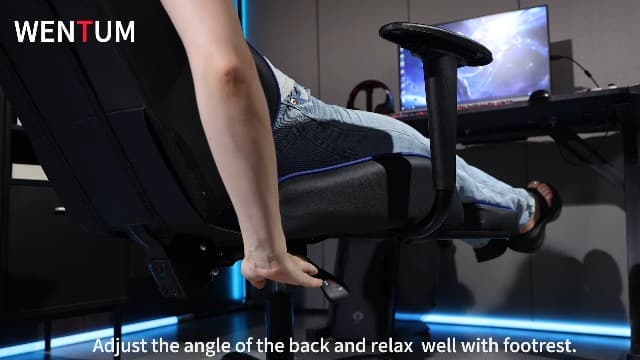 Gaming Chair with Footrest, Ergonomic PC Desk Chair with Headrest and Massage Lumbar Support, Video Game Chair with Height Adjustable High Back for Home Office, PU Leather, White