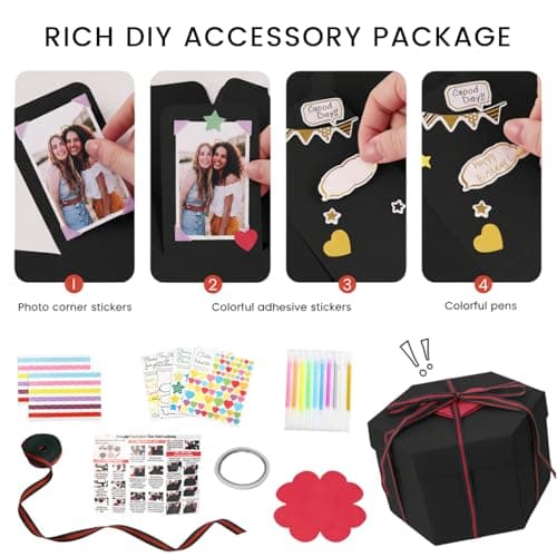 Picture Pop up Love Box Gift, Set with Scrapbooking Accessories Creative Photo, Album Gifts for Anniversary Wedding KOOGEL Explosion Gift Box DIY Exploding Photo Album Preassembled Surprise B07Q3VH41X