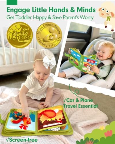 1 Year Old Boy Gifts Educational Quiet Activity Books 10 Pages, Toddler Christmas Stocking Stuffers One Year Old Travel Toys hahaland Busy Book for Toddlers 1-3 - Montessori Toys 1 Year Old Busy Board B0CR3FQ58C