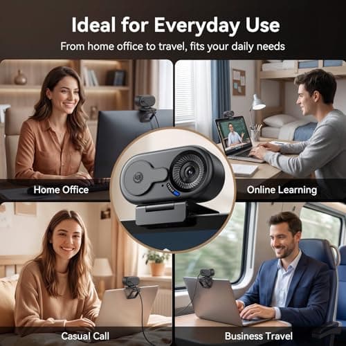 EMEET C100 1080P Webcam for PC, Fixed Focus, 66° FOV, Built-in Mic, Privacy Cover, Portable Metal Clip, Computer Camera for Home Office, Online Learning, Meetings, Streaming, Desktop, Laptop, PC USB-A