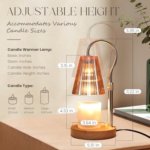 SnowBB Candle Warmer Lamp with Timer Dimmer, Adjustable Height, Birthday Gifts for Women Mom Friend Sister, House Warming Gift New Home Decor, Vintage Wax Melt Warmer, Christmas White Elephant Gifts B0FDWT6XTF