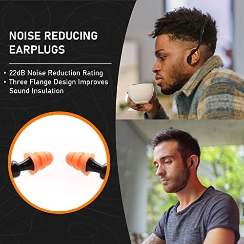 2 Banded Ear Plugs with 10 Pairs of Replacement Pods - Reusable Shooters Ear Protection for Mowing Shooting Construction Hunting - Washable Gun Range Hearing Protection Ear Plugs for Noise Reduction
