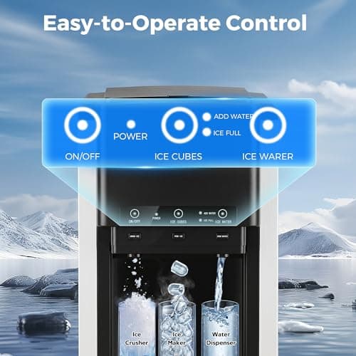 3-in-1 Water Dispenser with Ice Maker,Countertop Nugget Ice Machine with Bullet & Crushed Ice,44Lbs/24H,12 Ice Cube/6Min, Self-Cleaning, 4Lbs Storage, Home, Kitchen,RV (Silver) (Silver)