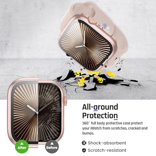 Goton 2 in 1 Waterproof Case Compatible for Apple Watch Series 11/10 Screen Protector 42mm, 360 Protective Glass Face Cover Hard PC Bumper + Back Frame for iWatch Accessories 42 mm