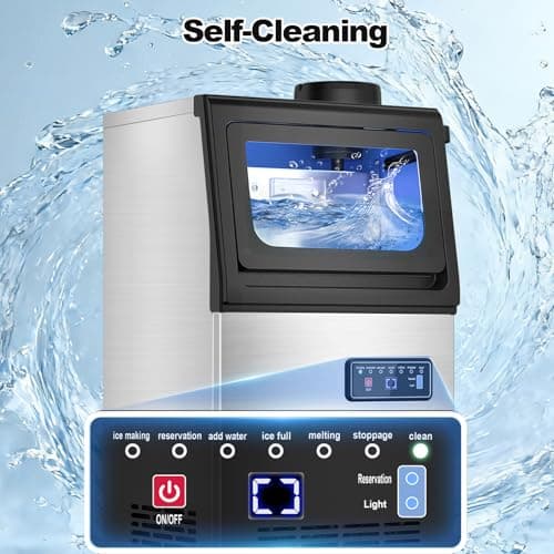 Nugget Ice Maker Machine Commercial, 80lbs/24h Undercounter Sonic Ice Machine with 20lbs Storage Bin & Dual Water Inlet, Chewable Pellet Ice for Restaurant Bar Home, Stainless Steel