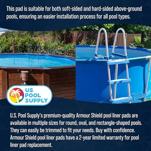 U.S. Pool Supply Ground Shield 12-Foot Round Heavy Duty Pool Liner Pad for Above Ground Swimming Pools - Protects Pool Liner, Prevents Punctures, Weed Barrier, Eco-Friendly Fabric - Extends Liner Life