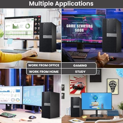 Dell Gaming Tower Desktop PC – Intel Core i5-6500 6th Gen – 16GB DDR4 RAM – 256GB SSD – 500GB HDD – GeForce GT 1030 – 22" Monitor – RGB Keyboard & Mouse – Windows 11 Pro – Gaming Computer (Renewed)