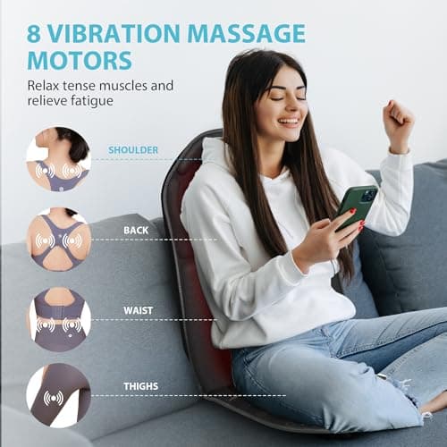 5 Modes, 4 Intensities, 2 Heat Levels, Vibration Chair Pad for Desk Workers Home Office Chairs Recliner Relaxation Gifts CuPiLo Back Massager with Heat, Vibration Massage Seat Cushion for Chair B0C5Q7P3Z8