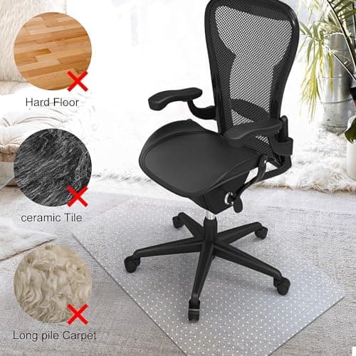 Azadx Chair Mat for Carpet 60"x 46" Large Office Chair Mat for Carpeted Floors, Carpet Protector Floor Mats on Low Pile Carpets Easy Glide Rolling Plastic Desk Computer Chairs Mats for Home
