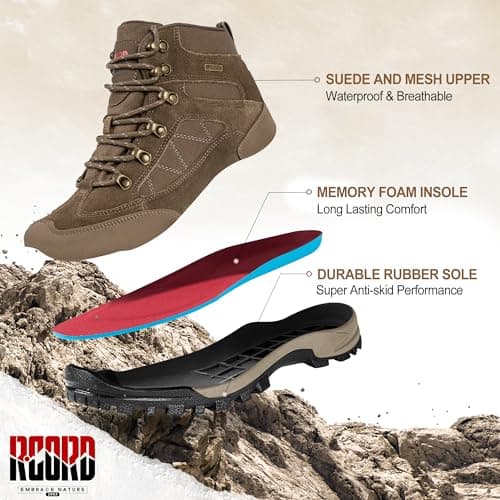 R CORD Hiking Boots Women Waterproof Ankle Support Womens Hiking Boots Backpacking Boots Breathable Non-slip Durable Boots for Outdoors