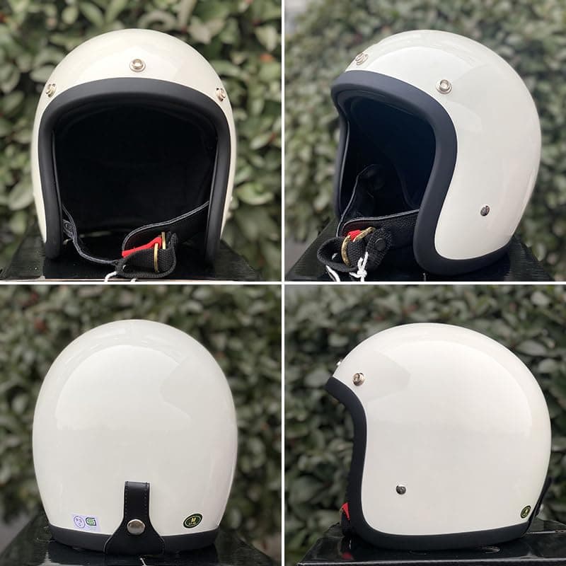 GJH Open Face Motorcycle Helmet Jet Cafe Recer 500TX Style Unisex Helmet 3/4 Chopper Bobber Helmet Japan Technology Handmade 3 Quarter Motorcycle Helmet Dot Approved(Black/White-M L XL XXL)