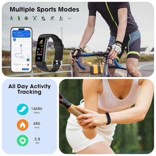 Fitness Tracker with Heart Rate Blood Oxygen Monitor, Activity Tracker Sleep Monitor Health Tracker, Smart Watch Pedometer Step Calories Counter, Fitness Watches for Men Women