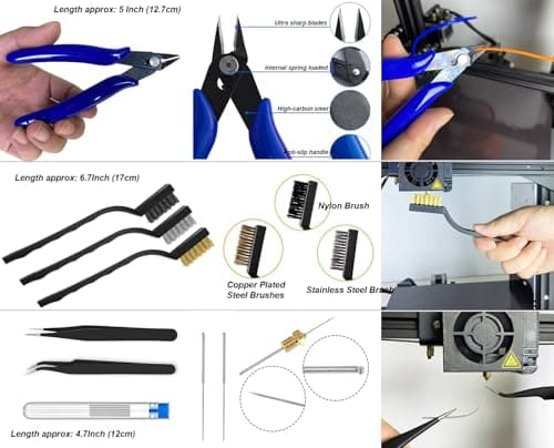 124Pcs 3D Printing Accessory Tools with Tool Bag for 3D Printer Modeler Basic Tools Diverse 3D Print Nozzle Cleaning Kit Mini Rotary Tool for Remove/Trim and Finish 3D Print